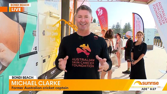After Clarke reminded viewers to 'slip, slop, slop' this summer, Shirvington feigned disappointment that the former Australian cricket captain would not be holidaying on the Sunshine Coast this summer.