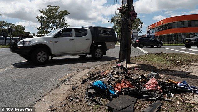 A total of seven people were taken to hospital after the crash (above) around 2am on Saturday