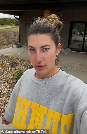 Sofia Fernandez (pictured), from Austin, Texas, took to TikTok to quiz mom Tracey Donohue as she lounged in the pool