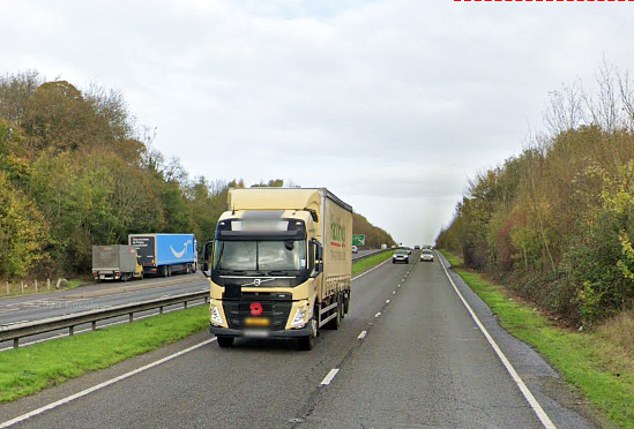 Mr Mason was caught whilst parked in the car park on the A41, near Kings Langley, Hertfordshire (pictured)