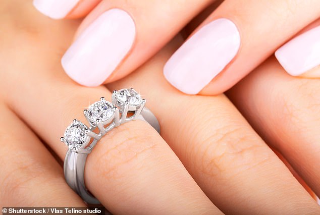 A woman has won a lawsuit in which she was sued by her ex-fiancé to return the $45,000 three-stone diamond engagement ring in a platinum setting that he gave her.  stock photo of ring