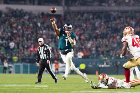 Eagles quarterback Jalen Hurts (1) will look to bounce back from a disappointing performance in last week's loss to the 49ers.