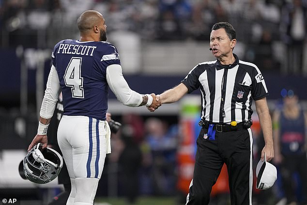 Referee Brad Allen has made his controversial call at the end of Lions vs.  Cowboys opened