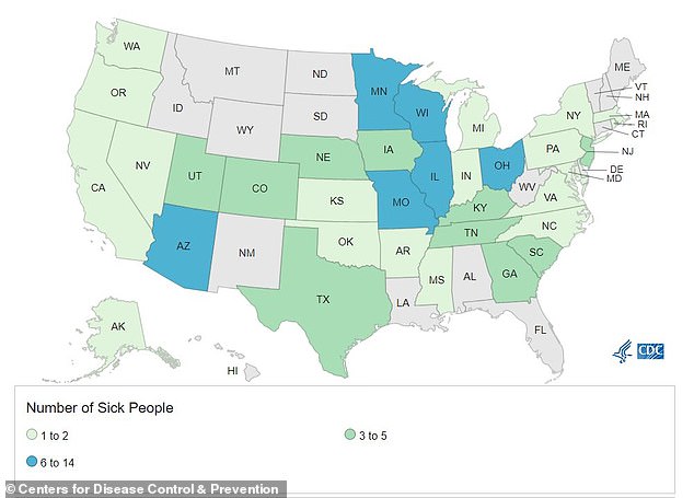 The CDC reports that there have been 117 cases, 60 hospitalizations and two deaths in 34 states due to a salmonella outbreak linked to cantaloupe and other cut fruits.