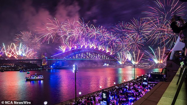 Nineteen people were arrested in Sydney's CBD as New Year celebrations took place, with police investigating reports that three men had been stabbed (pictured, fireworks in Sydney)