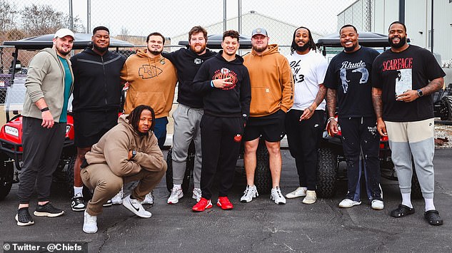 Patrick Mahomes gave his offensive linemen personalized golf carts for Christmas