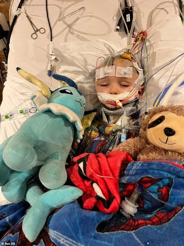 A three-year-old boy in Indiana is in the hospital and fighting for his life after he was allegedly brutally beaten by his 12-year-old babysitter