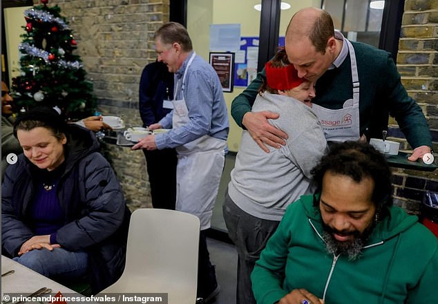 Prince William dropped by for Christmas lunch in the Passage – and handed out the hugs