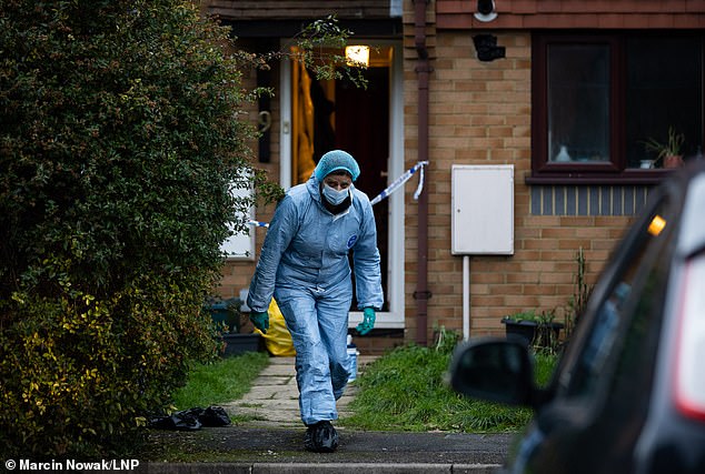 Forensics at the scene on January 1 after Ms Hansen was found dead on December 31 last year