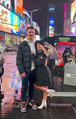 Paul Skenes and Oliva Dunne in Times Square