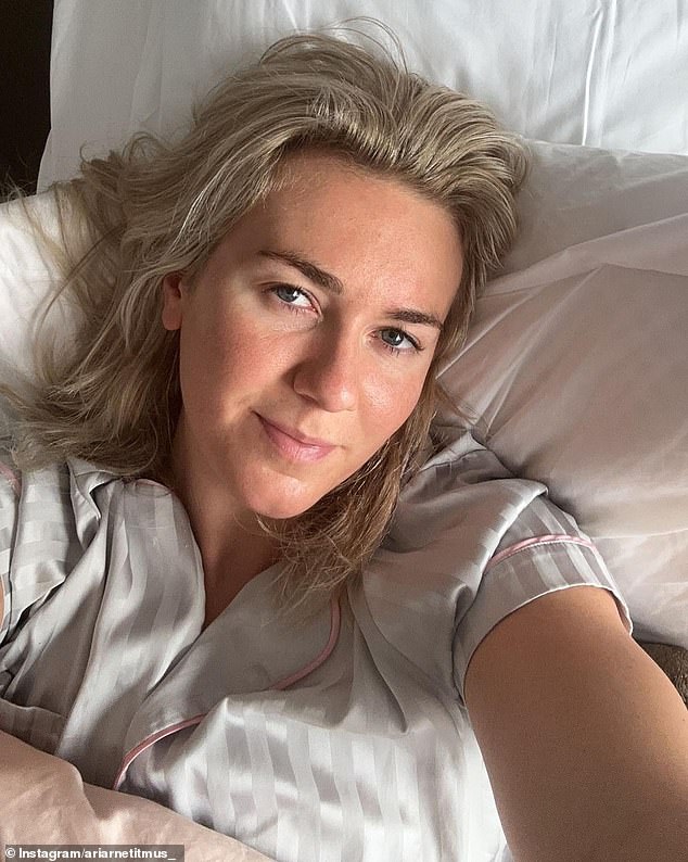 Olympic swimming champion Ariarne Titmus posted this photo from the hospital as she underwent surgery to remove tumors after a hip injury