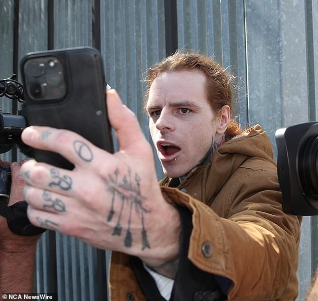 Corey Worthington looked unrecognizable during a heated outburst with the media outside the court in Geelong on Monday