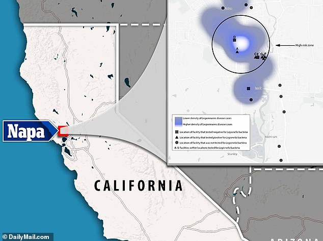 Officials identified a “high-risk zone” in the Napa area, which was defined as the area within a mile radius of a cluster of patient homes.  Eight facilities have been tested, seven of which are in the risk radius