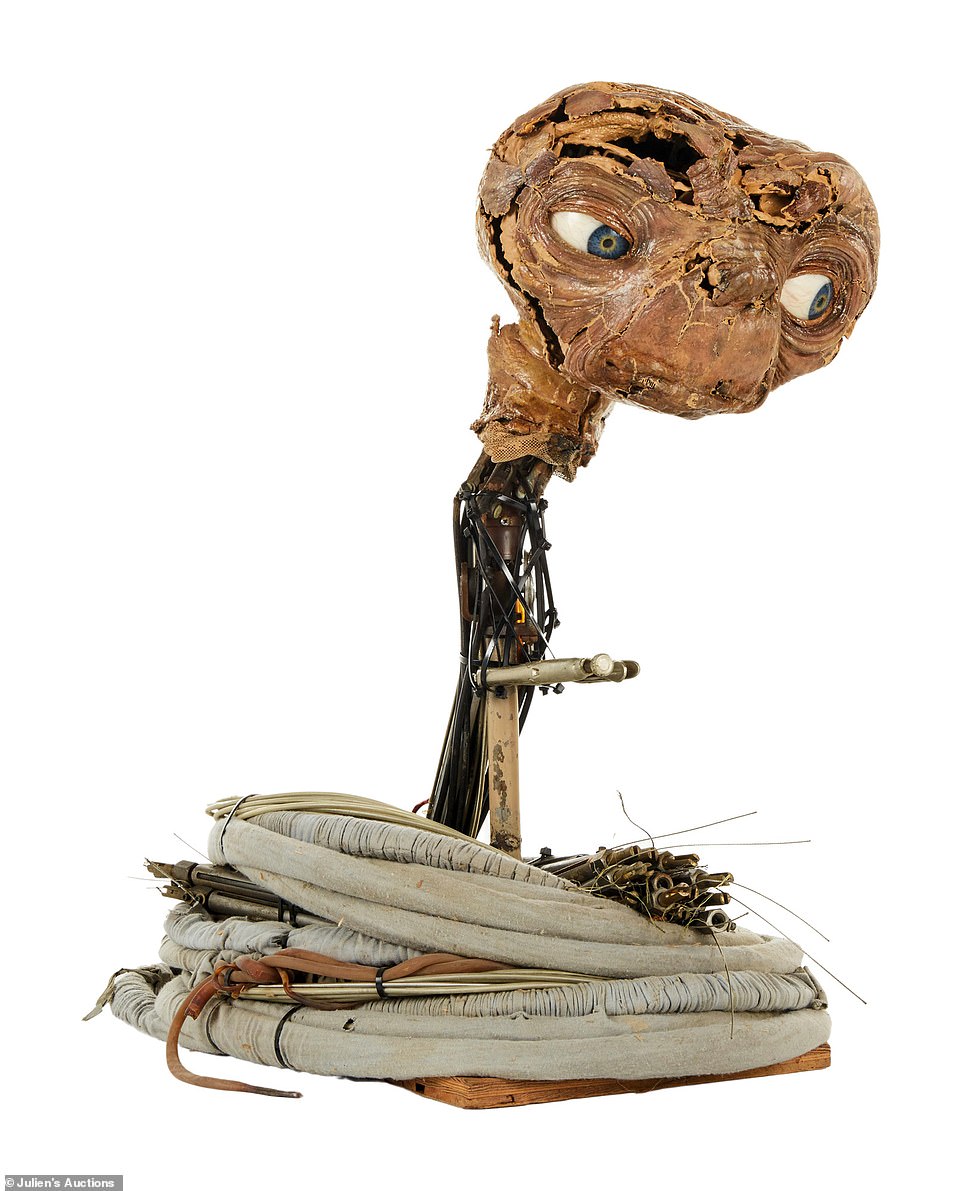 The original mechanical animatronic ET head, created for Steven Spielberg's wildly popular film ET The Extra-Terrestrial, sold at auction for $635,000