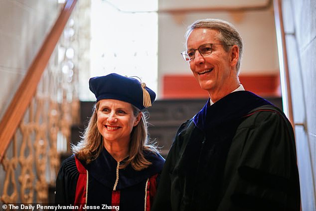 Ousted UPenn board chairman Scott Bok made a bold stand, insisting that deep-pocketed donors should not be in charge of how universities are governed.  He is pictured with Liz Magill, who resigned as president earlier this month over her handling of an anti-Semitism crisis