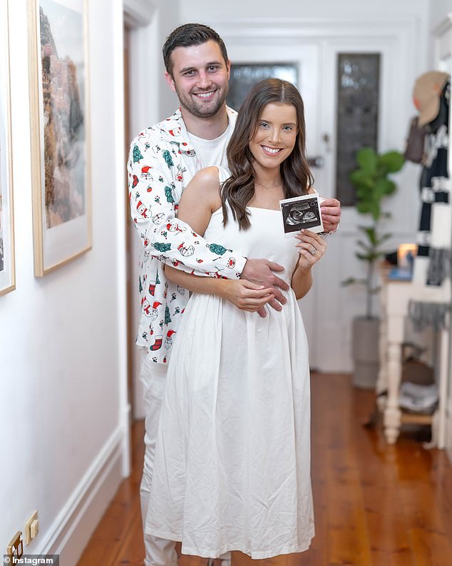 Kate Taeuber, host of the wildly popular Outspoken podcast, announced her first pregnancy with husband Reece Turner at Christmas.  (Both pictured)