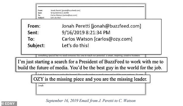 The lawsuit also reveals a remarkable email to Watson from BuzzFeed founder and CEO Jonah Peretti during the 2019 merger talks