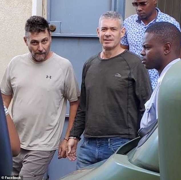 Jonathan Lehrer, 57 (right) and alleged hit man Robert Snider (left) appeared in the Roseau Magistrate Court in Dominica on Wednesday