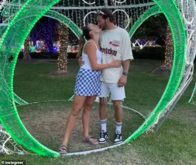 Power treated her followers to a clip of her new love Jake Power (pictured) kissing at a Christmas lights display in the Hunter Valley