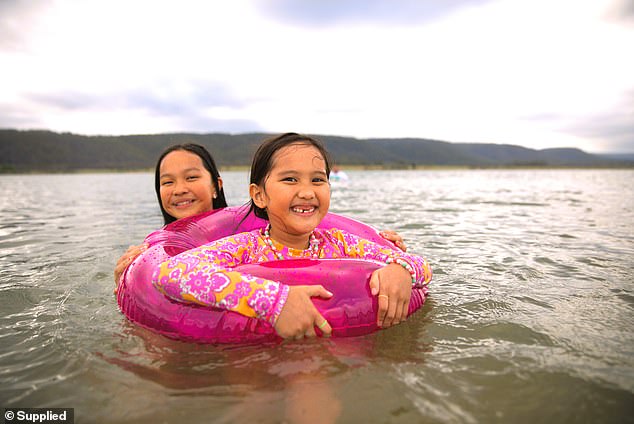 A new man-made beach in Penrith, in Sydney's west, opened to the public on Tuesday