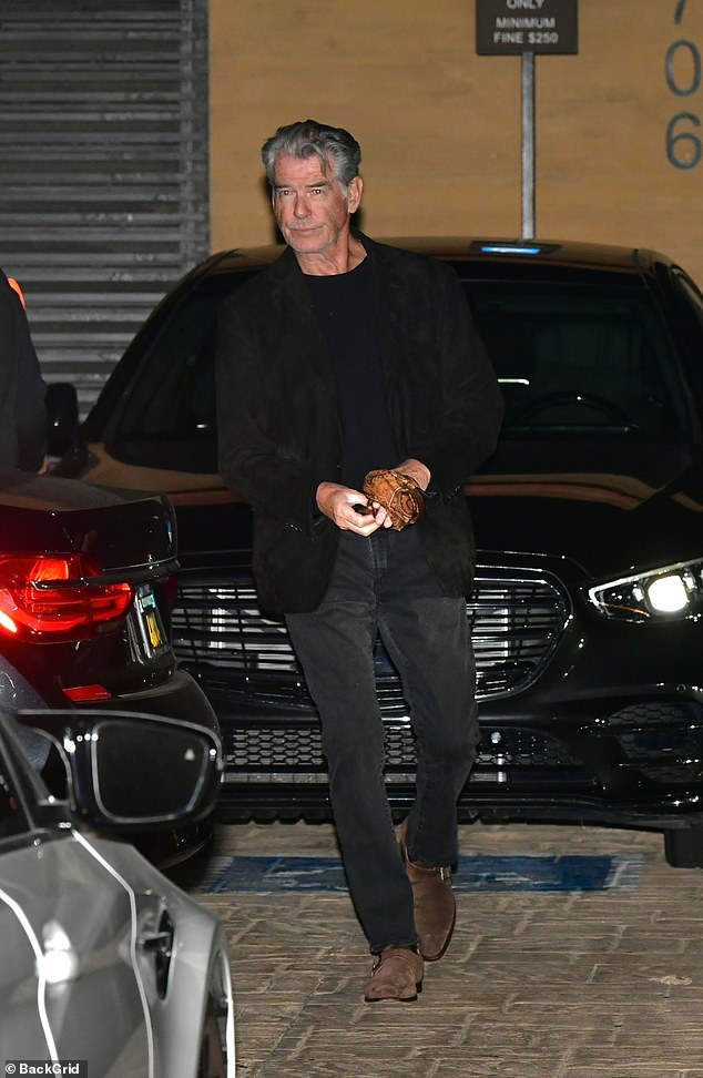 Pierce Brosnan, 70, made a dapper appearance as he headed out for a date night at Nobu in Malibu on Saturday evening with his wife Keely Shanye, 60