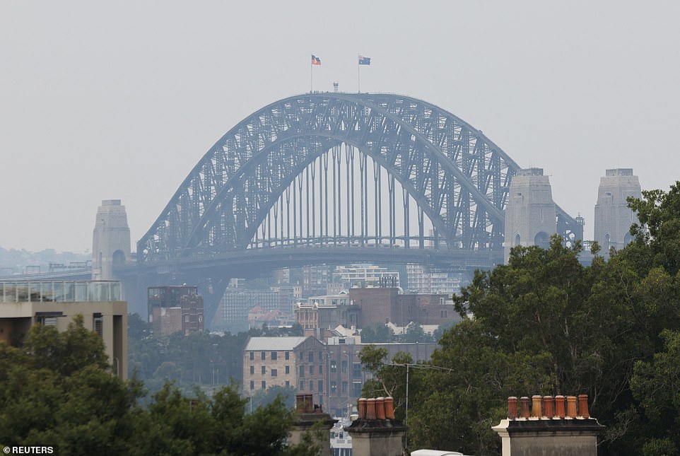 Smoke haze could be seen over Sydney on Tuesday as a result of the Duck Creek bushfire in the Pilliga Forest