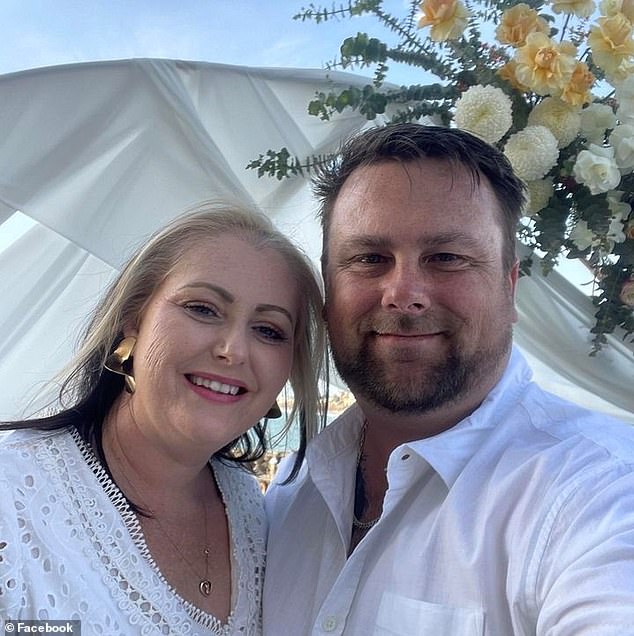 Property manager Julie Seed, 38, died on December 20 at REAL Estate Agents Group in Plympton, Adelaide, after Shaun Michaels Dunk, 30, allegedly stormed the office armed with a knife.  Ms Seed is pictured with fiancé, Chris Smith