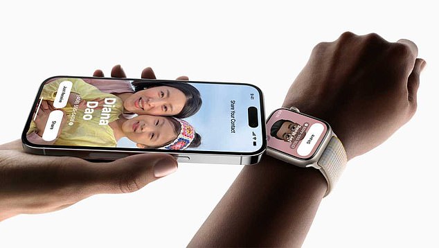 Apple users can use the NameDrop feature from iPhone to Apple Watch in the same way they connect one phone to another.