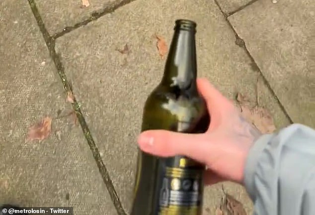 A bottle of cider was thrown at the Man United team bus as it headed to Anfield