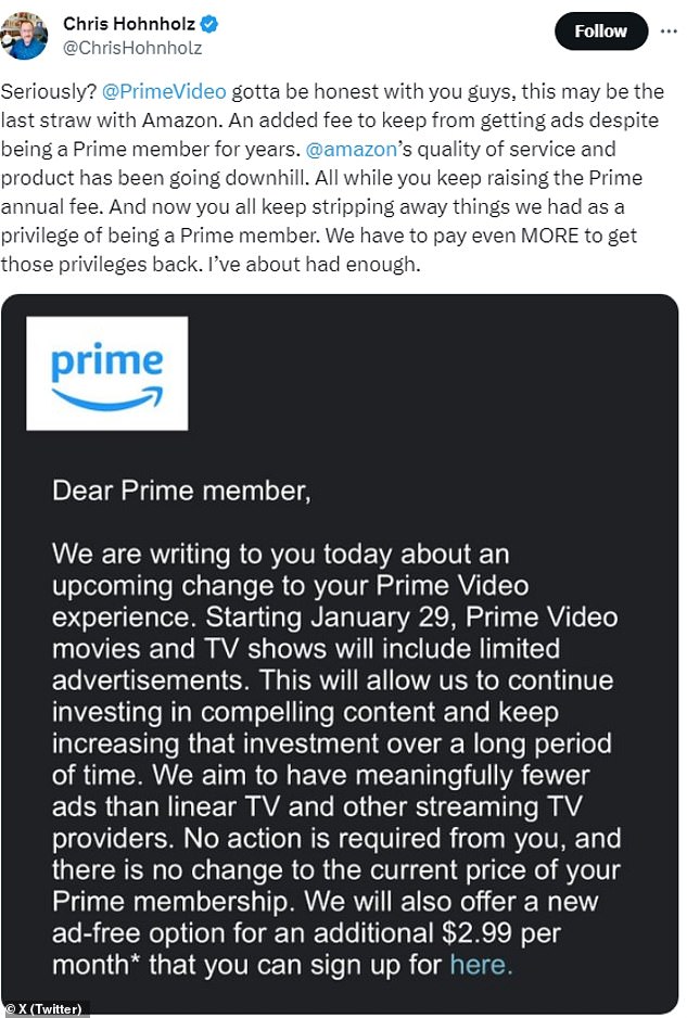 Prime Video members blasted the platform's controversial move on social media, with many labeling it as 'greedy'