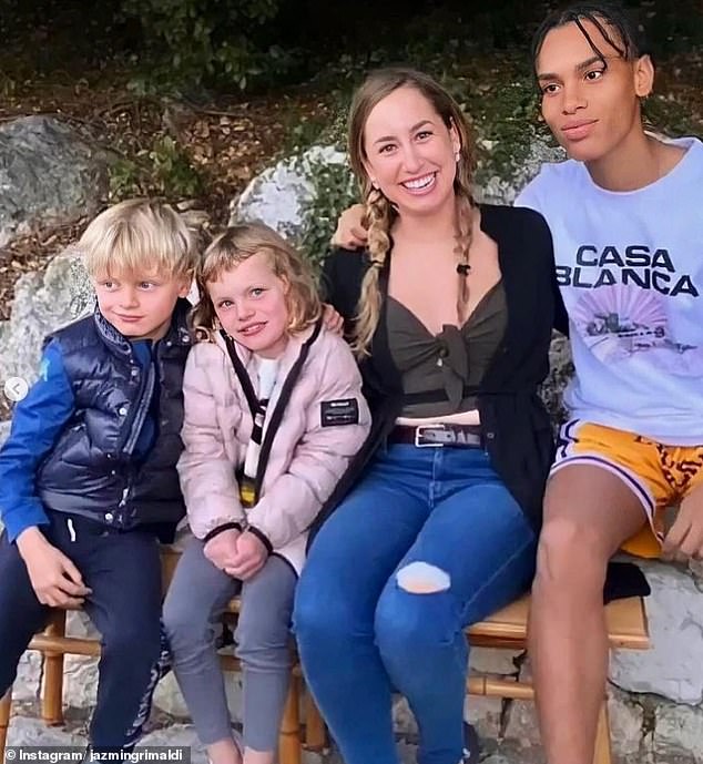 The American actress shared an unseen photo from a family day out with the twins and Alexandre Grimaldi-Coste (pictured right)