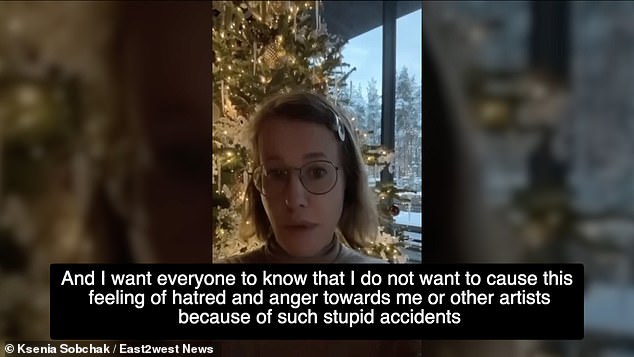 Sobchak, 42, apologized in a video shared online and said she did not mean to cause offense