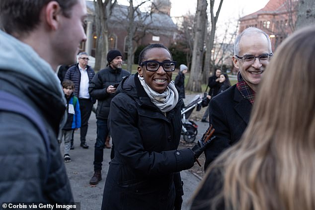 Claudine Gay, pictured at a menorah lighting on December 13, was cleared of plagiarism by the university on December 12.  But the accusations refuse to go away