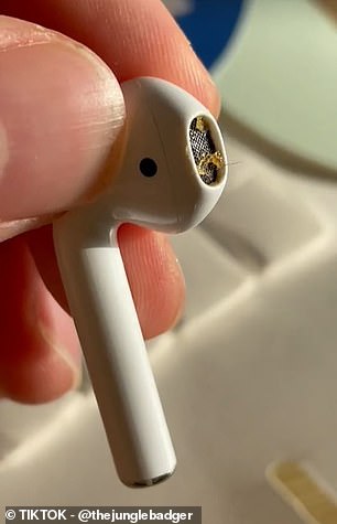 A user with the account name Best Online Finds dipped his earwax-filled AirPod in putty to get rid of it