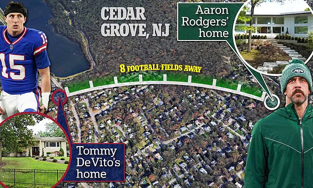 Both DeVito and Rodgers live in Cedar Grove, although the Giants QB has been there longer