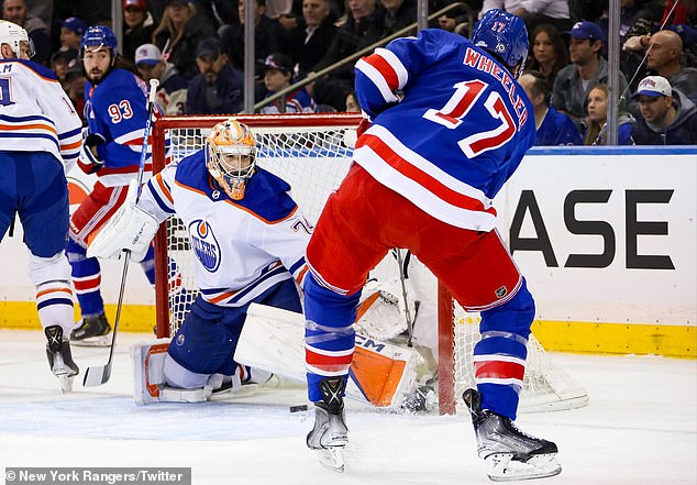 Right winger Blake Wheeler was able to redirect the pass into the net for the first goal of the match