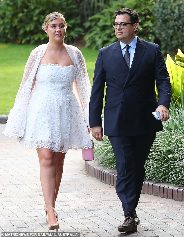 Brittany Higgins is pictured with David Sharaz heading to the Marie Claire 'Women of the Year' awards in Sydney in November