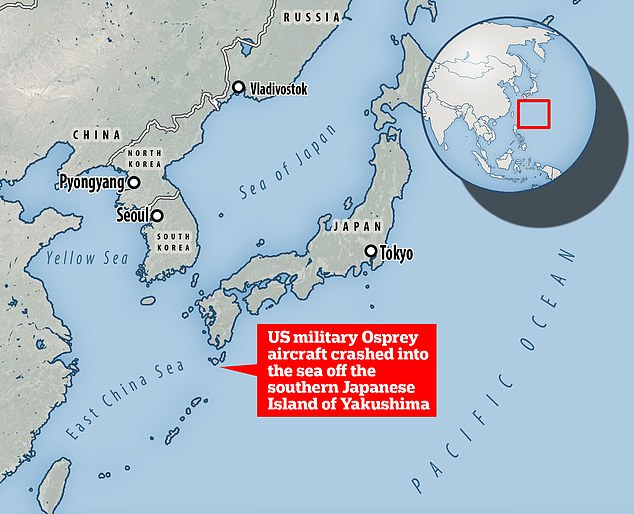 Japan Coast Guard rescuers have found three people and debris after a US military Osprey plane crashed into the ocean near Yakushima island