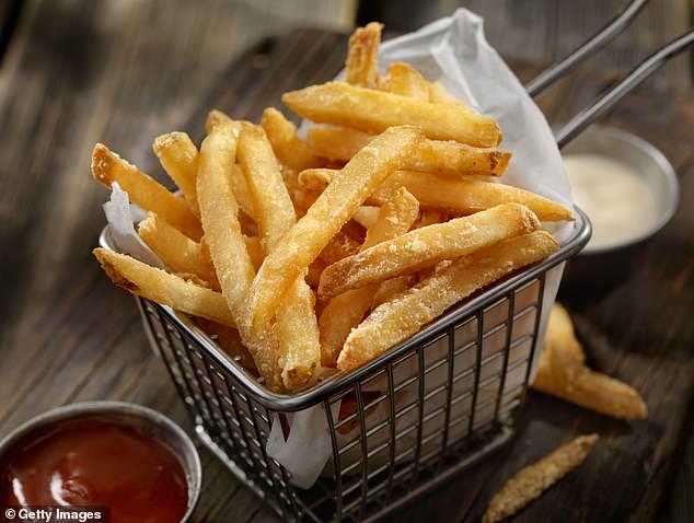 French fries (stock image) came in third place, followed by baked potatoes, which the bot suggested would be best served with 