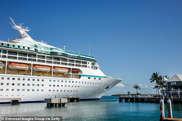 A 41-year-old cruise ship passenger is missing after falling overboard during a Royal Caribbean voyage on the 'Vision of the Seas' ship (pictured) to the Bahamas