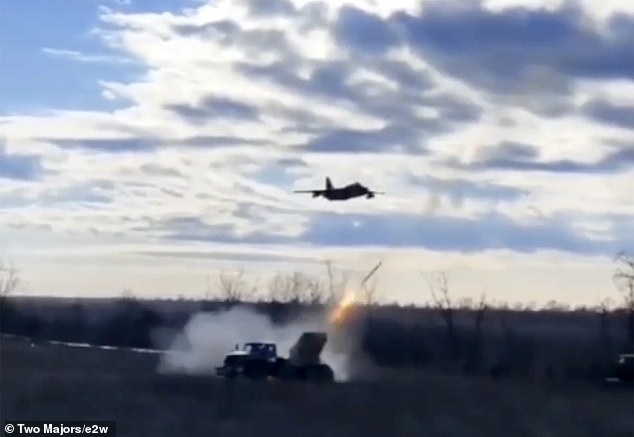 Recent photos have shown a Russian Su-25 pilot cheating death as the plane flies over a shooting BM-21 Grad MLRS