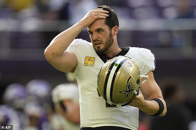 Saints QB Derek Carr is questionable for Sunday's game after clearing the concussion protocol