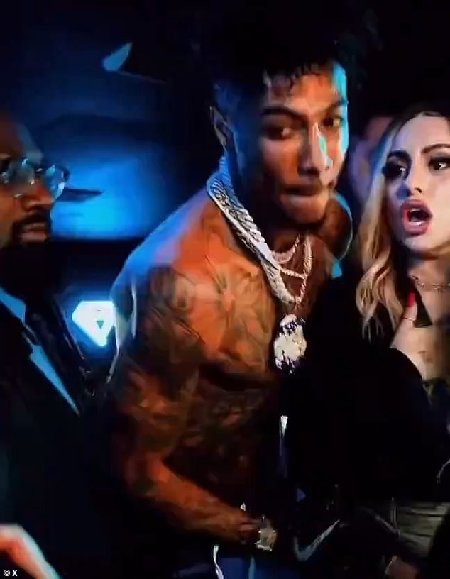 Blueface pictured with the woman accused of throwing ice at Jaiydn Alexis