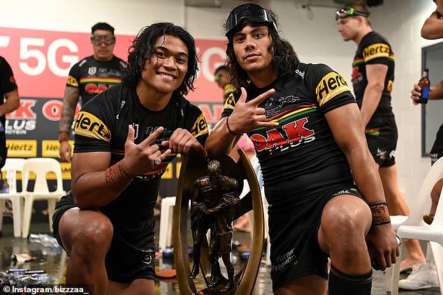 To'o (left) and Luai (right) have won three premierships together with the Penrith Panthers and are now going into business with each other