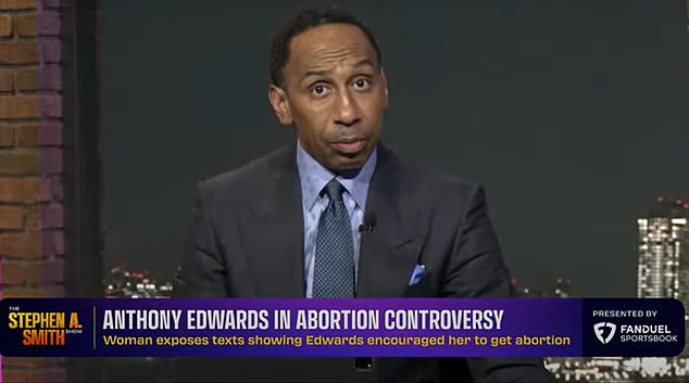 Stephen A. Smith came to support Anthony Edwards on his show of the same name on Monday