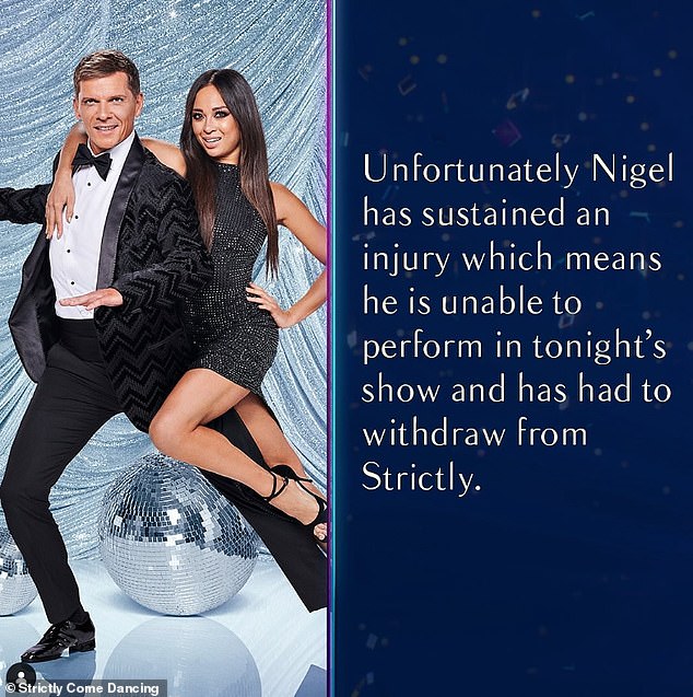 The actor was preparing to perform a Charleston to Step in Time from Mary Poppins with his professional partner Katya Jones for the quarter-finals when he was forced to withdraw.