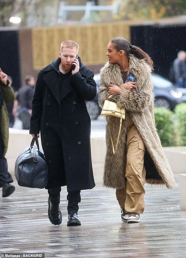 Strictly stars Neil Jones and Tillie Amartey were spotted arriving at White City members bar in London on Tuesday after taking part in a photo shoot