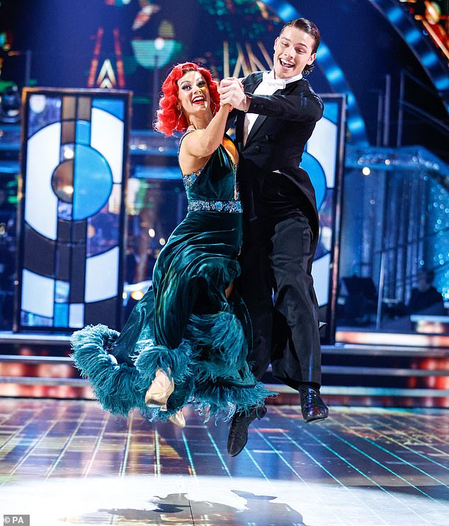 The EastEnders actor was hailed as 'King of the Ballroom' after scoring a near-perfect 38 out of 40 during Saturday's semi-final, but Jackiey watched the scenes unfold on screen from home (Bobby pictured on Saturday with his professional dance partner Dianne Buswell)