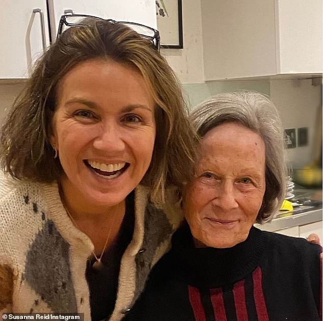 Elsewhere, Susanna spoke about how she has embraced growing older gracefully on TV and said she feels she has become 'more confident' in her 50s (pictured with her mum Sue)