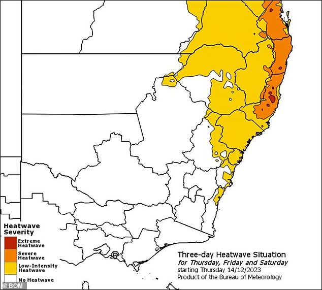 On Thursday, Sydney will see high temperatures in the afternoon, especially in the city's west, while the state's northeast will see the full impact of the heatwave.